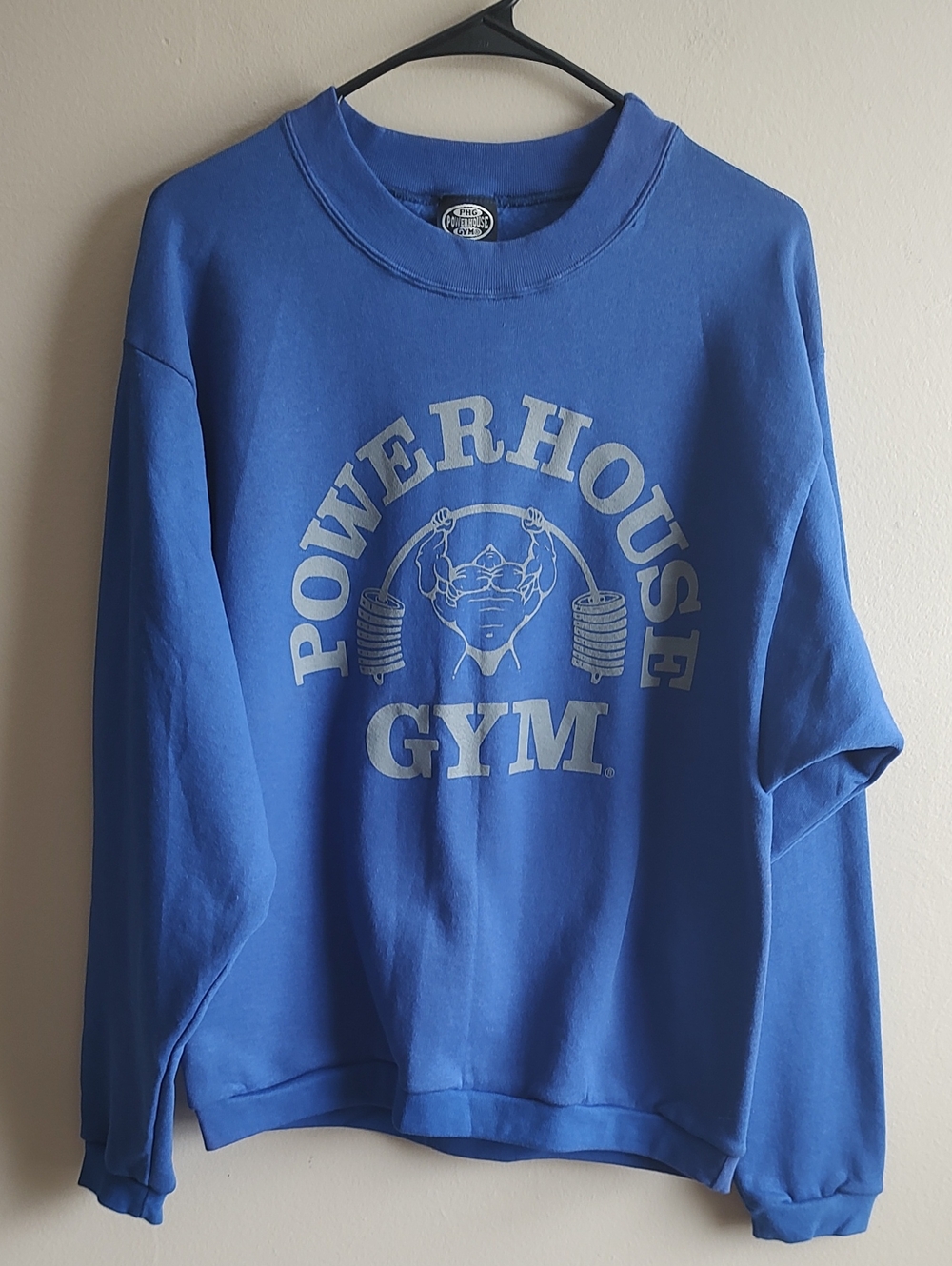 POWERHOUSE GYM Pullover Blue Sweatshirt Men's Size Medium Excellent Condition